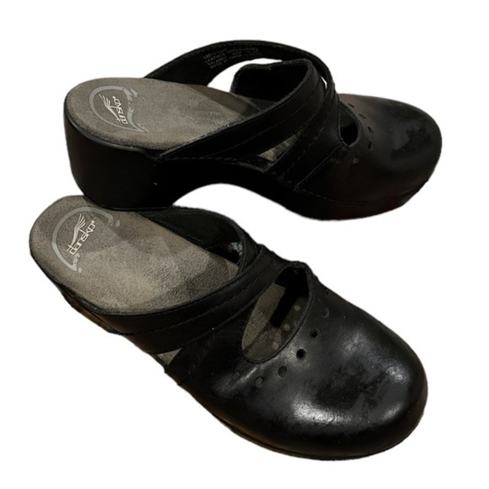 Dansko Black Leather Mules